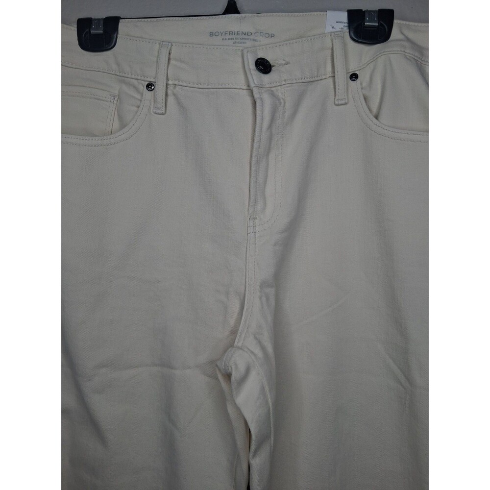 NWT Chico’s Boyfriend Crop Jeans Cream Denim Stretch Pants Piping Detail 2 US 12 - Picture 6 of 15